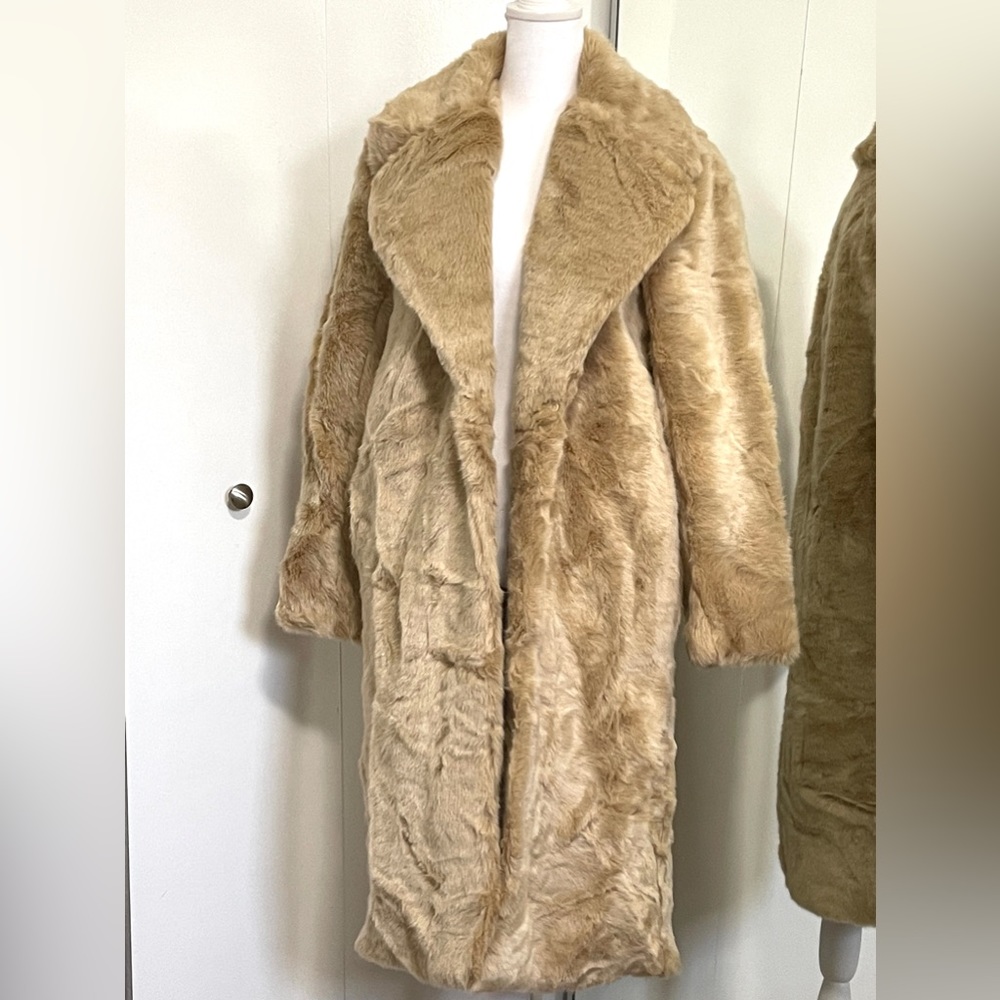 Faux Leather Fluffy Maxi Coat